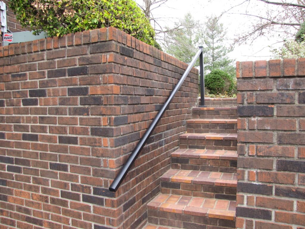 Aluminum Handrail Direct handrail on brick steps